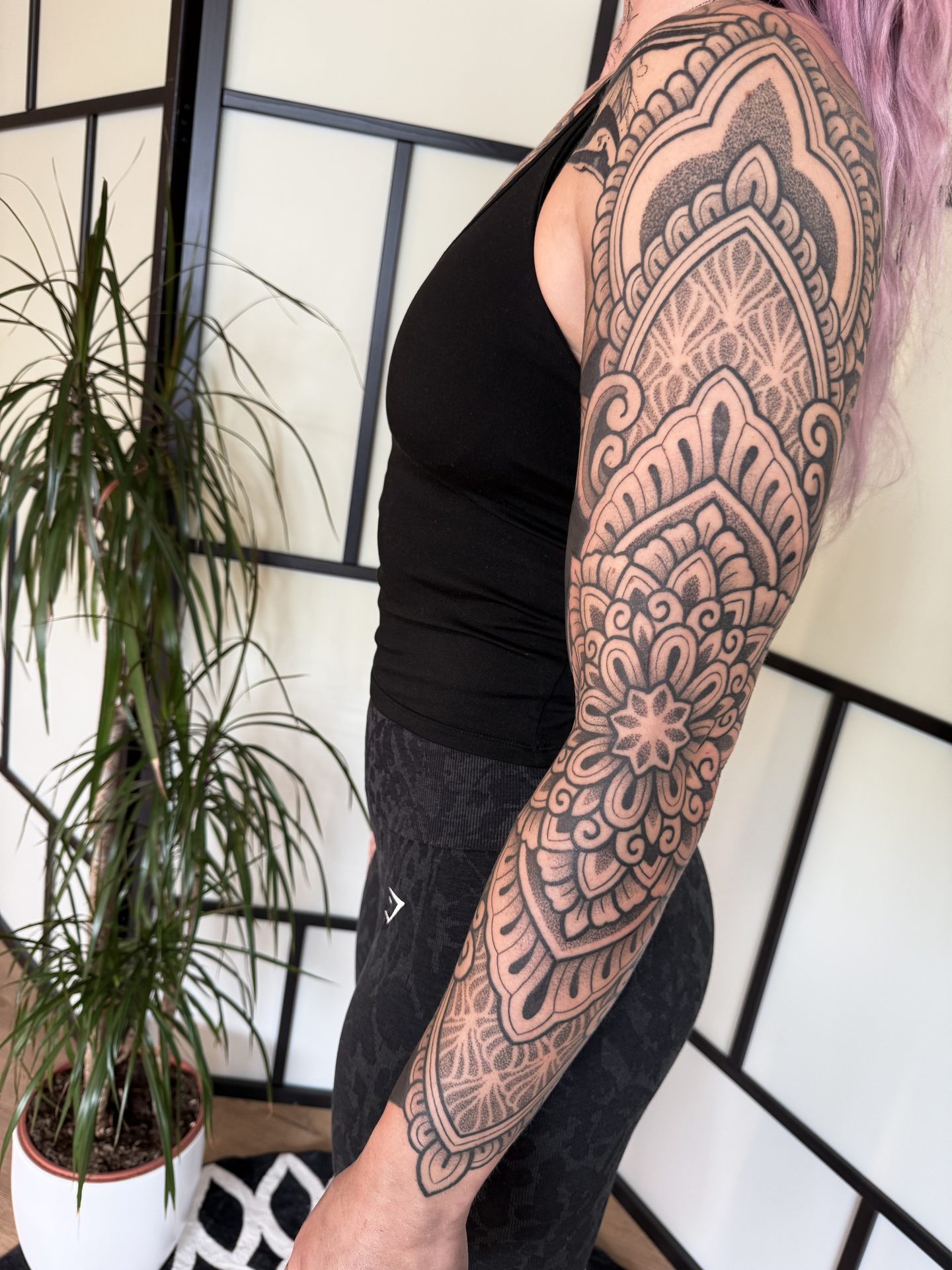 Ornamental sleeve with mandala shoulder by Liam Couper